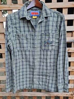 Vintage EMPYRE Green Plaid Long-Sleeve Men's Shirt